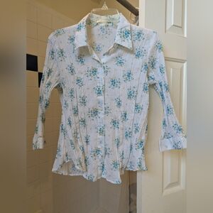 Women Crinkle button up blouse Size L